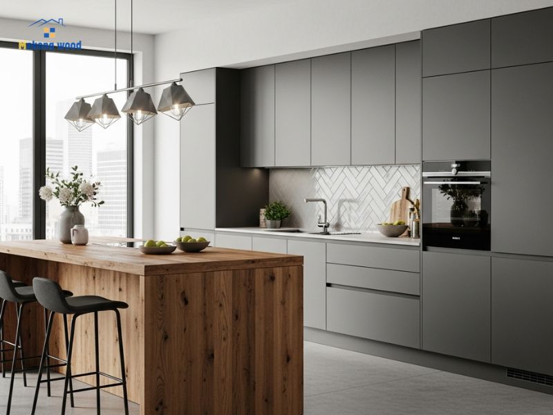 decor tủ bếp chứ i có đảo