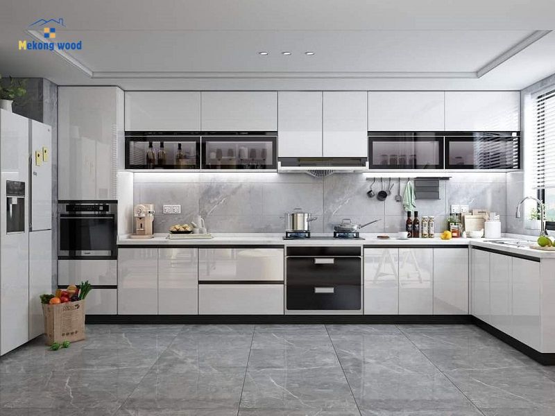 hình ảnh tủ bếp chữ u gỗ công nghiệp hiện đại