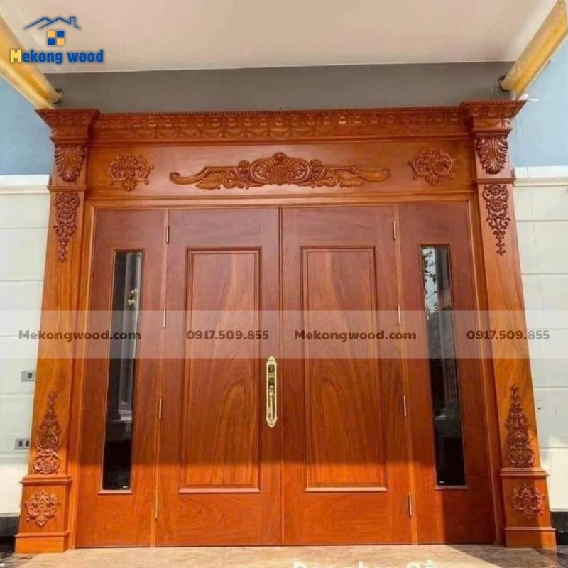 hoàn thành công trình thi công cửa gỗ tự nhiên