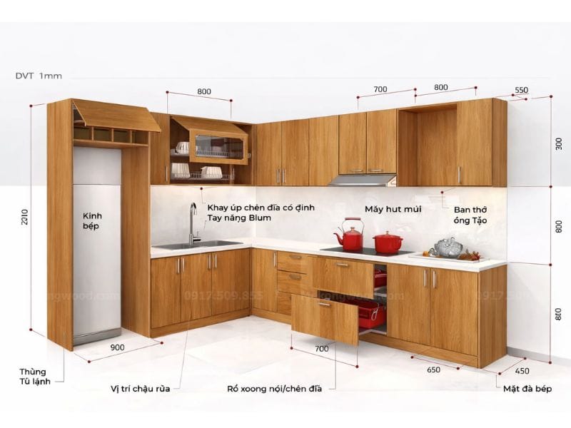 Kích thước tủ bếp chuẩn thái công học