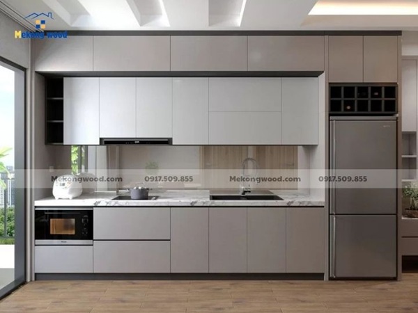 mẫu thiết kế tủ bếp chữ I đơn giản