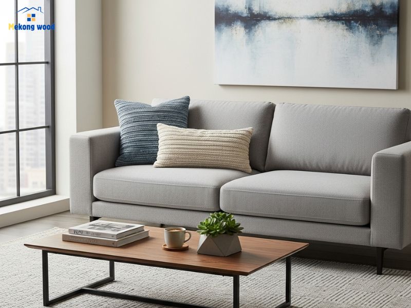 mẫu sofa và bàn trà đơn giản tại phòng khách