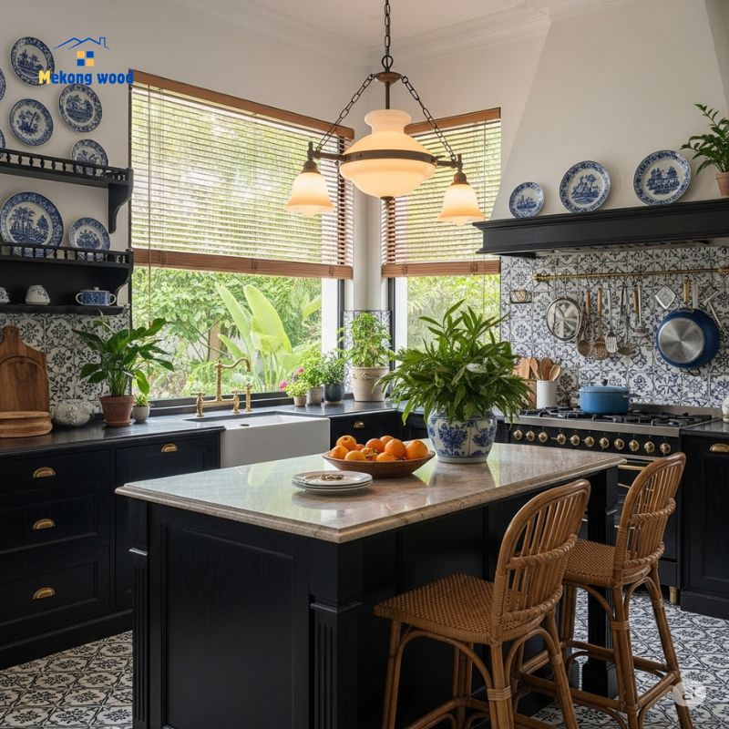 mekongwood thiết kế phòng bếp indochine
