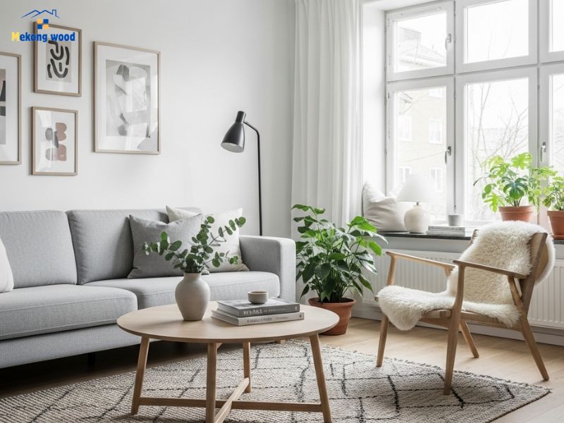 thiết kế phòng khách hiện đại kiểu bắc âu