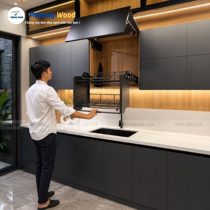 Thiết kế nội thất phòng bếp với phụ kiện thông minh