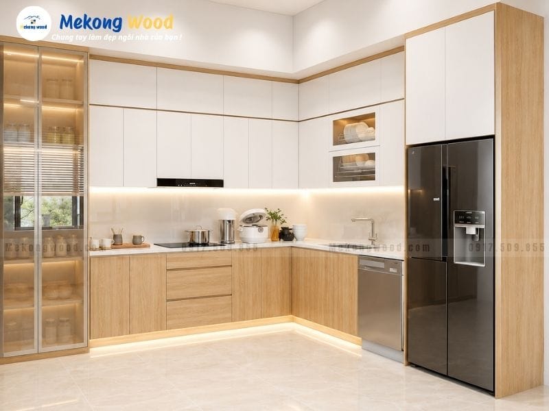 Hình ảnh tủ bếp chữ L quốc dân tối ưu góc của phòng bếp
