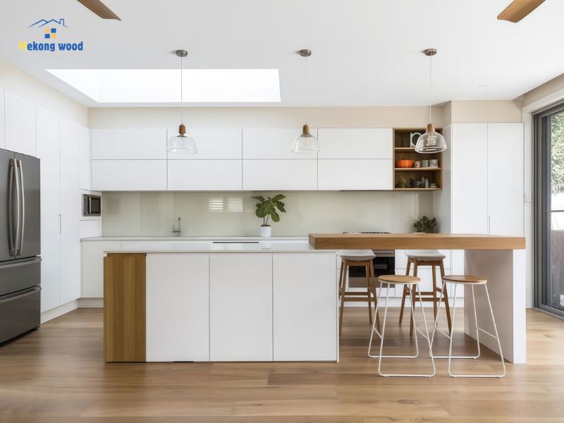tủ bếp chữ i có đảo sang trọng hiện đại