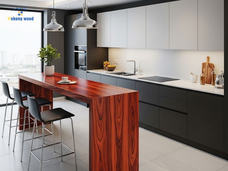 hình ảnh tủ bếp chữ i có quần bar