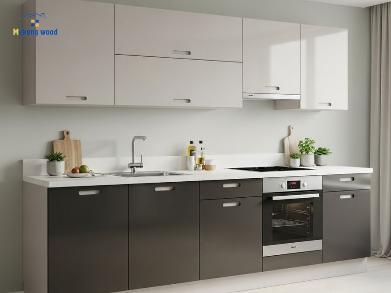 hình ảnh tủ bếp chữ i nhỏ gọn dài 2,5m