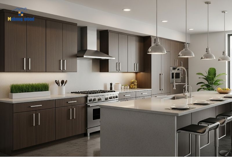 cách bố trí tủ bếp chứ i