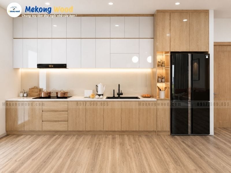 Thiết kế tủ bếp chữ I phù hợp với phòng bếp nhỏ của chung cư và nhà phố