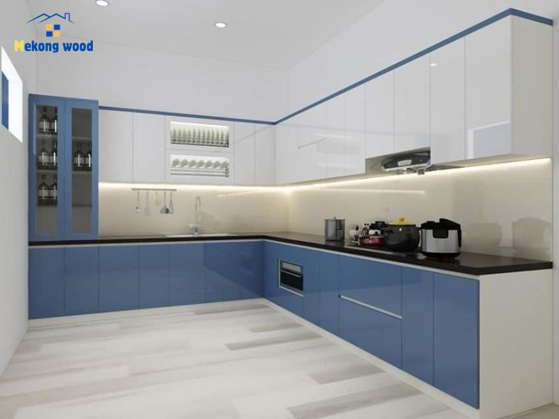 Tủ bếp Acrylic bóng gương