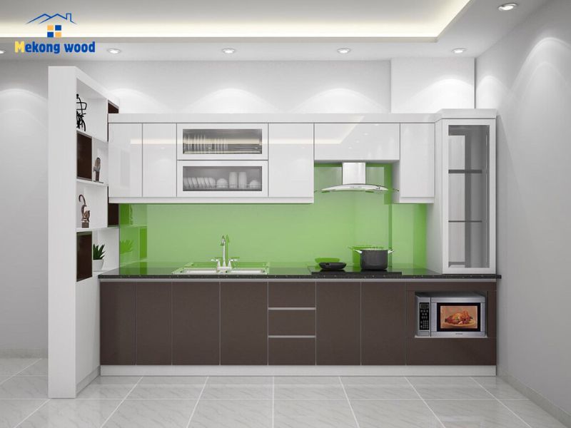 thiết kế tủ bếp gỗ công nghiệp chữ i