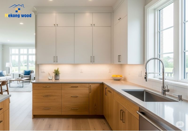 thiết kế tủ bếp gỗ công nghiệp
