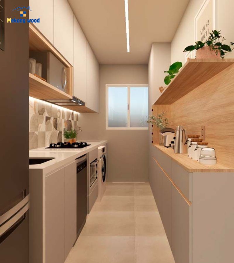 hình ảnh tủ bếp song song nhỏ gọn
