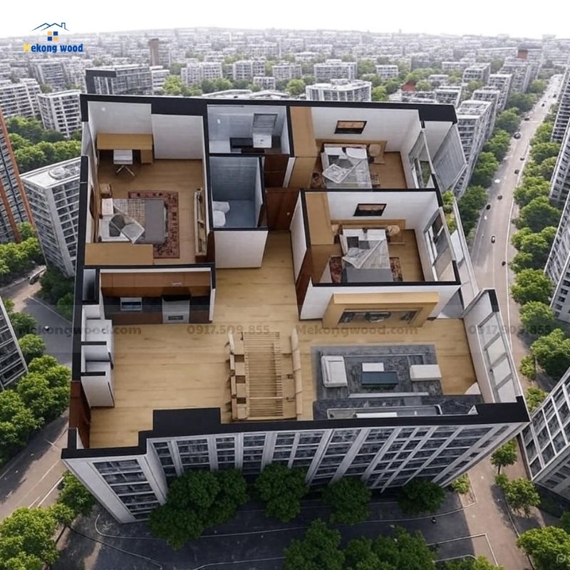 bản vẽ thiết kế thi công nội thất tại mekongwood