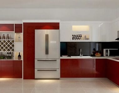 báo giá và mẫu tủ bếp acrylic bóng gương sang trọng