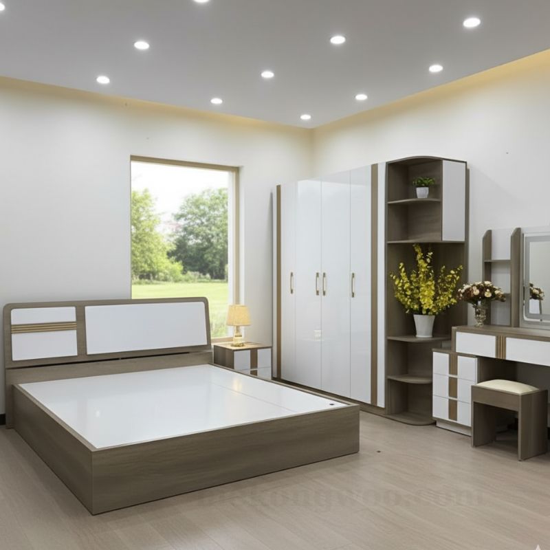 combo giường tủ bàn trang điểm hiện đại