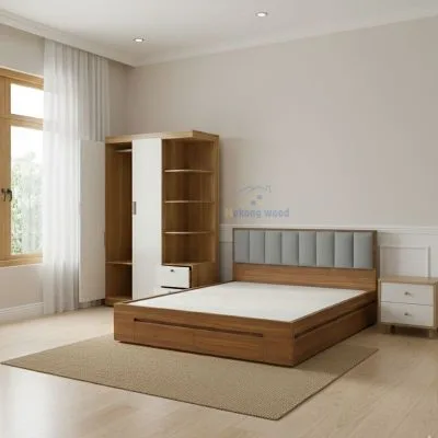 combo giường tủ gỗ công nghiệp 3 món