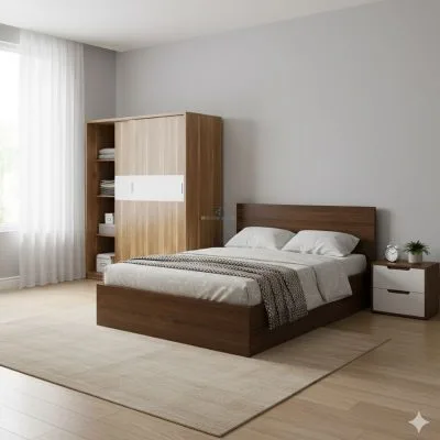 Combo giường tủ phòng ngủ gỗ công nghiệp tại mekongwood