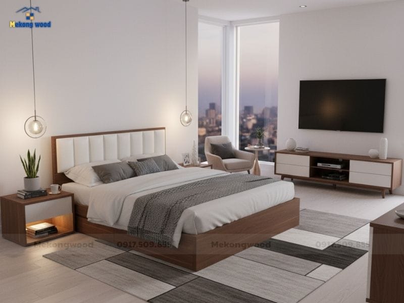 giường ngủ gỗ công nghiệp tại mekongwood