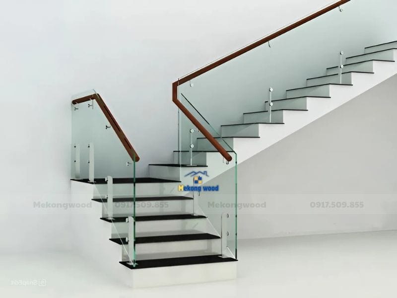hình ảnh cầu thang kính hiện đại
