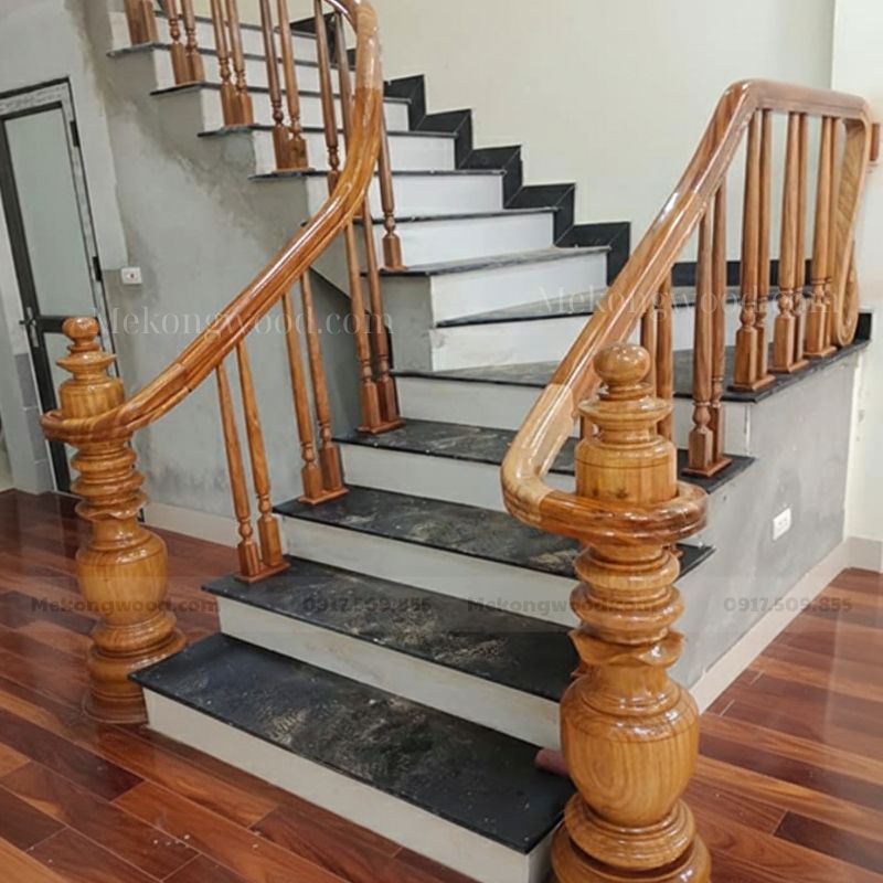 Kích thước chuẩn phong thủy của trụ cầu thang gỗ