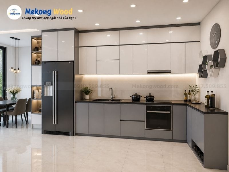 tủ bếp acrylic là chất liệu gì