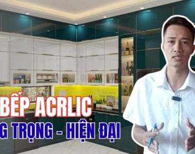 review tủ bếp acrylic bóng gương tại mekongwood