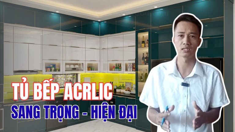 review tủ bếp acrylic bóng gương tại mekongwood