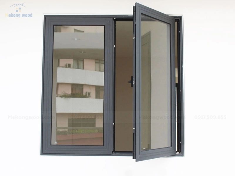 mẫu cửa sổ 2 cánh làm bằng nhôm kính