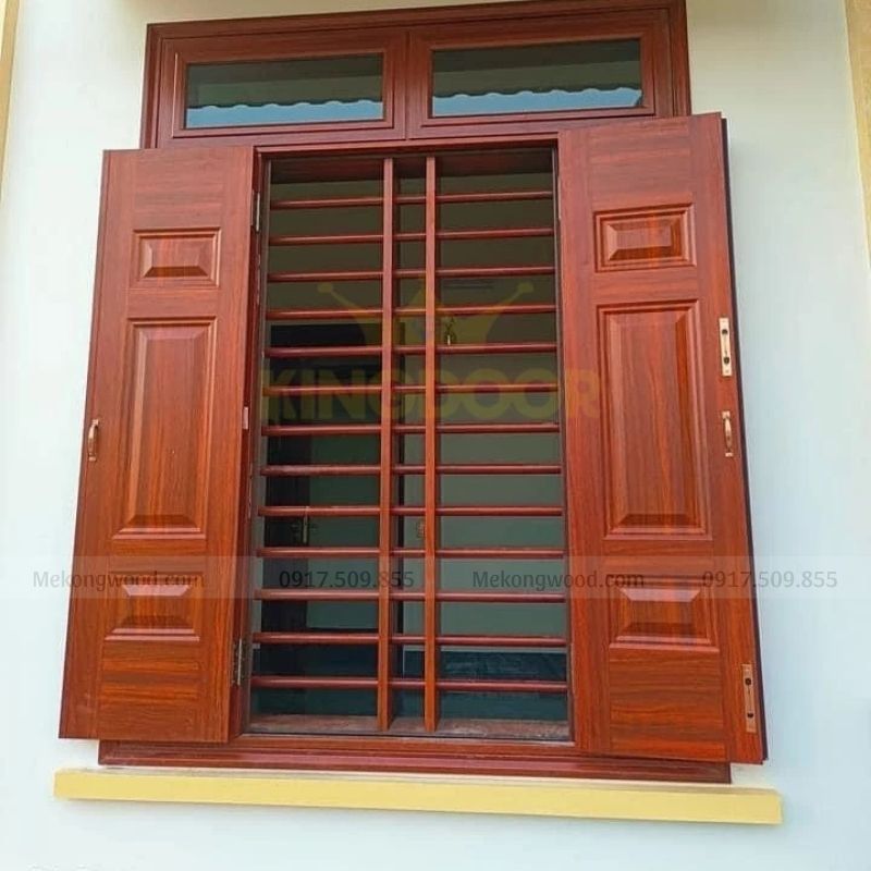 cửa sổ théo vân gỗ 2 cánh