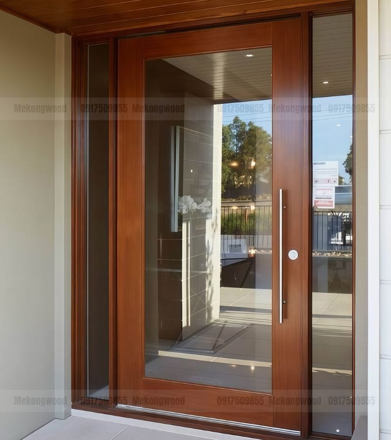 mẫu cửa gỗ kính dành cho phòng khách