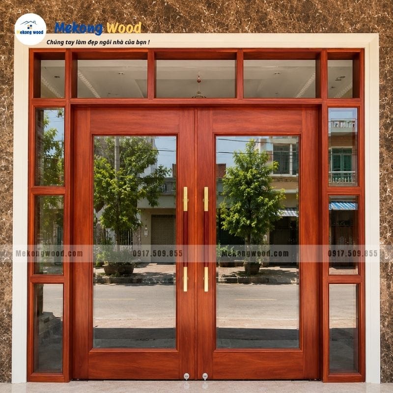 Hình ảnh mẫu cửa pano kính khung gỗ sang trọng