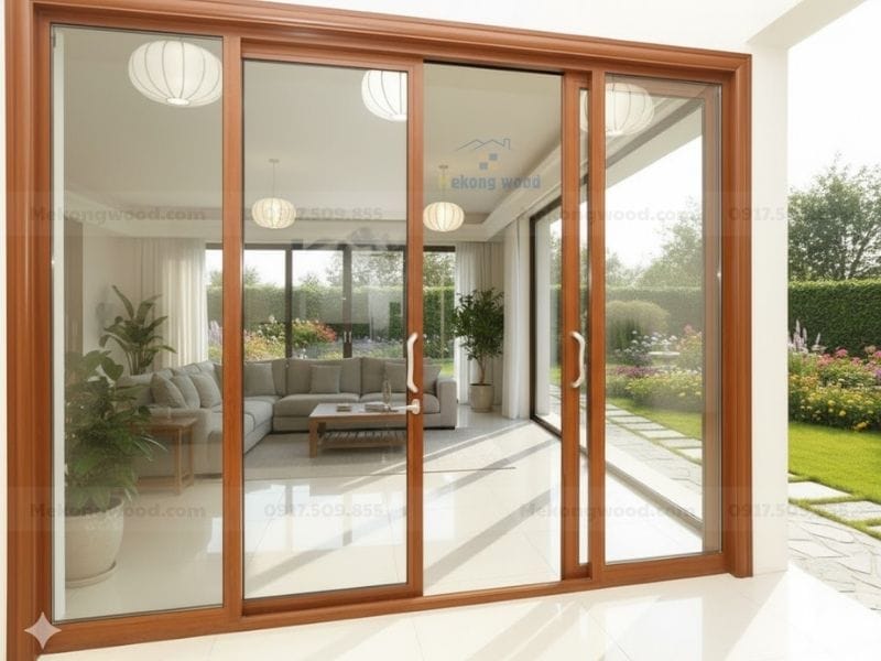 hình ảnh cửa gỗ kính vòm cong sang trọng vfa hiện đại