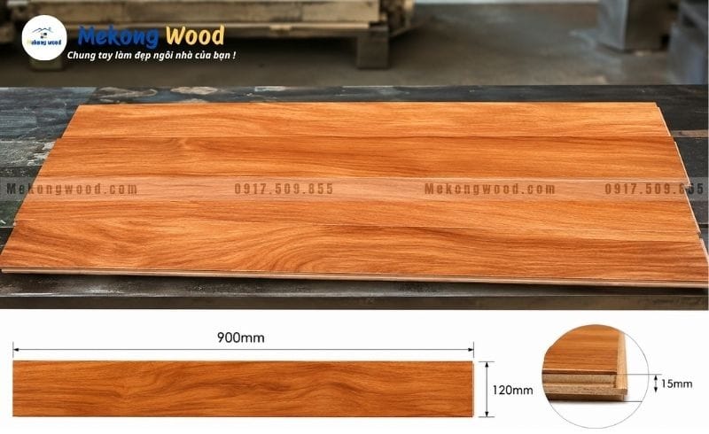 kích thước chuẩn của sàn gỗ gõ đỏ