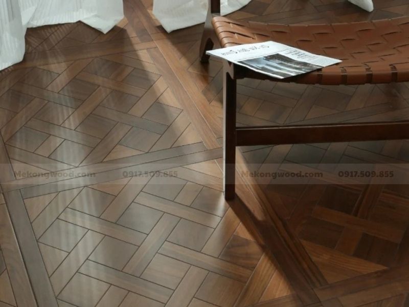 Mẫu sàn gỗ công nghiệp hoa văn hình khối hiện đại