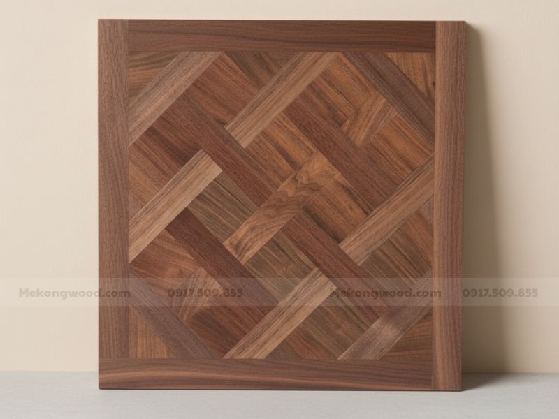 Sàn gỗ hoa văn hình khối độc đáo phù hợp phong cách tối giản.