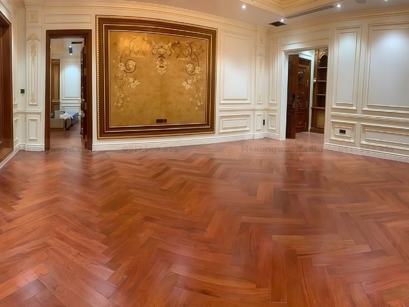 hình ảnh sàn gỗ hương lát theo kiểu xương cá