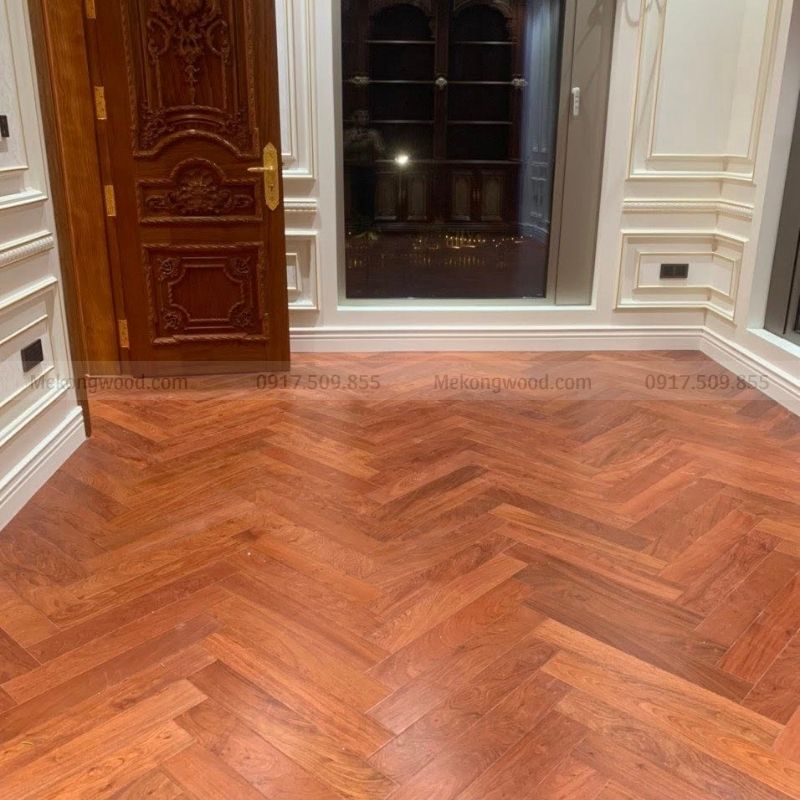 Hình ảnh lát sàn gỗ hương trong phòng ngủ