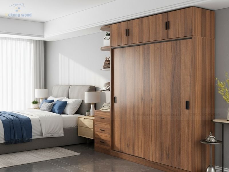 thiết kế tủ quần áo cửa lùa cho phòng ngủ nhỏ