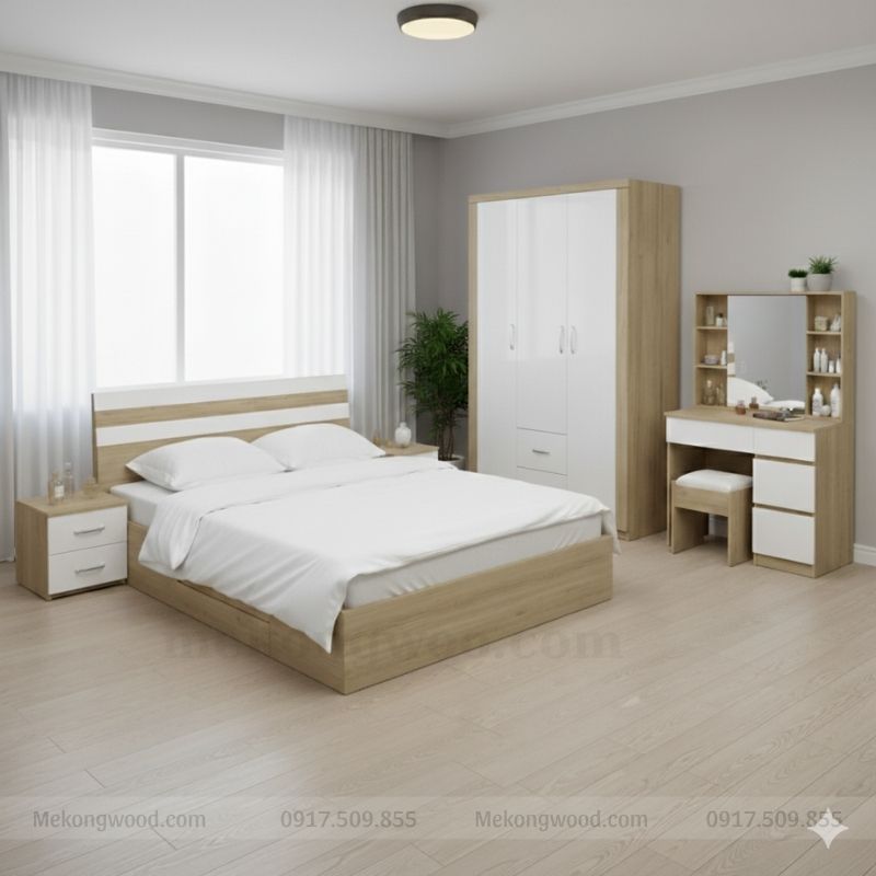 Trọn bộ combo nội thất dành cho phòng ngủ nhỏ tại mekongwood
