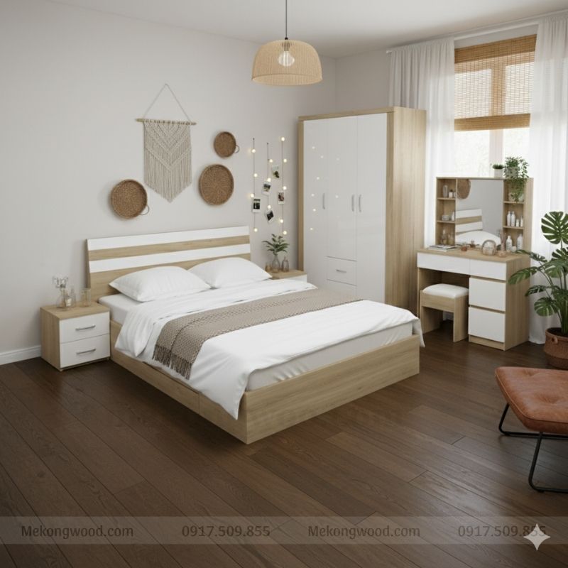 Trọn bộ combo nội thất dành cho phòng ngủ nhỏ tại mekongwood