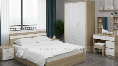 combo nội thất phòng ngủ nhỏ gỗ mdf