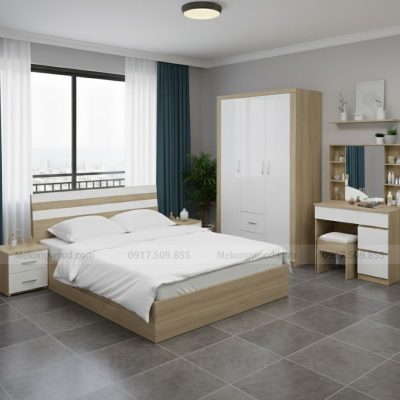 combo nội thất phòng ngủ nhỏ gỗ mdf