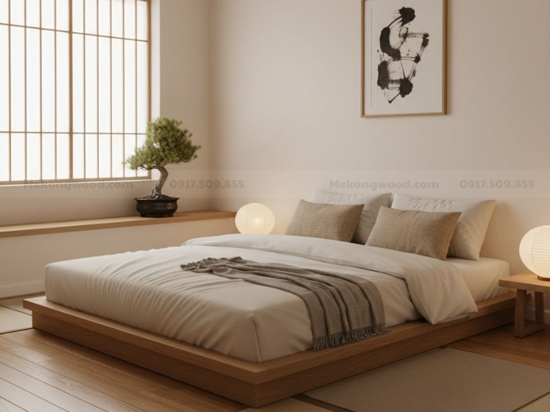 Hình ảnh decor phòng ngủ theo phong cách nhật bản đơn giản và tối giản