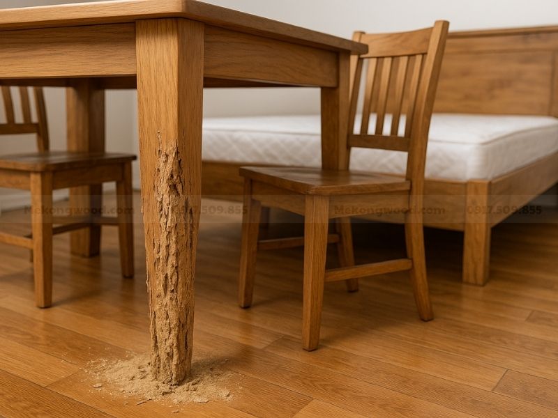 hình ảnh minh họa nguyên nhân nội thất bị mối mọt