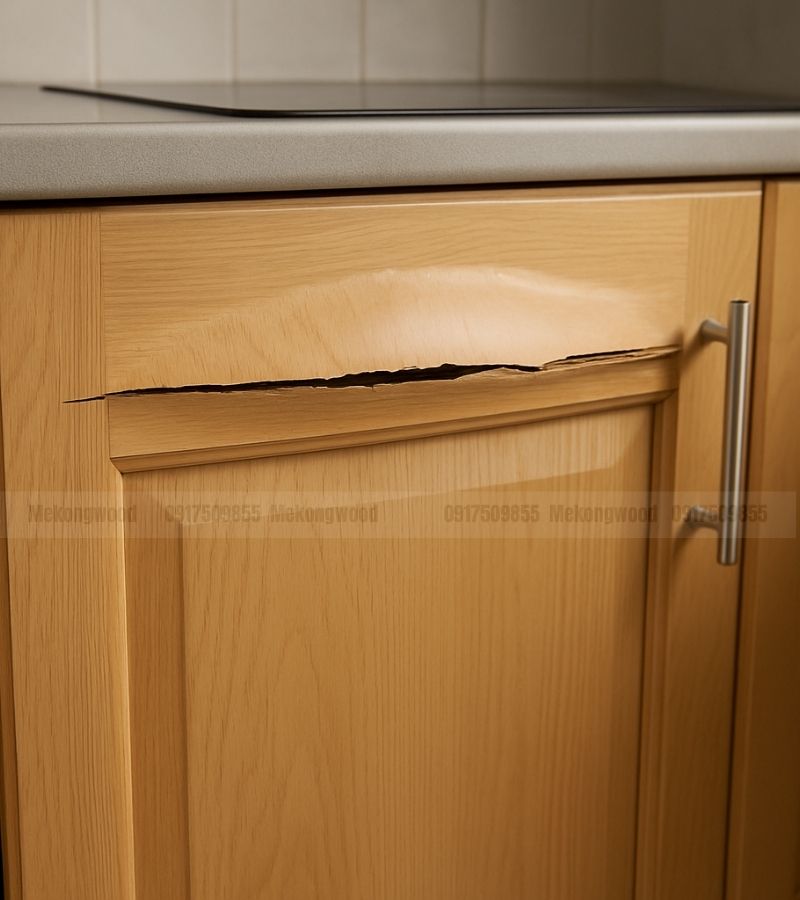Lý do tủ bếp bị phồng và bong cạnh
