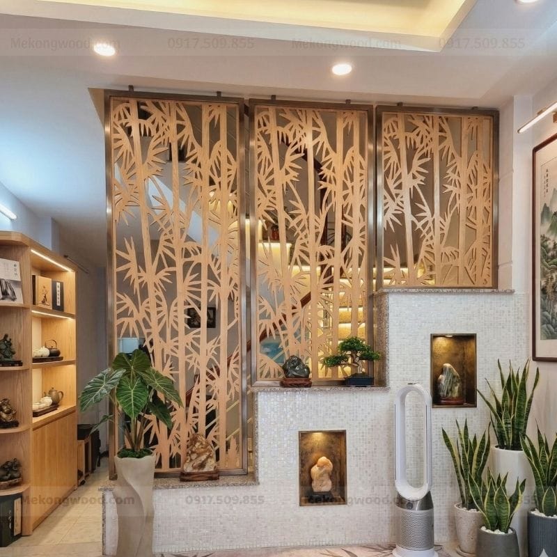Hình ảnh mẫu vách ngăn tam cấp cắt hoa văn cnc