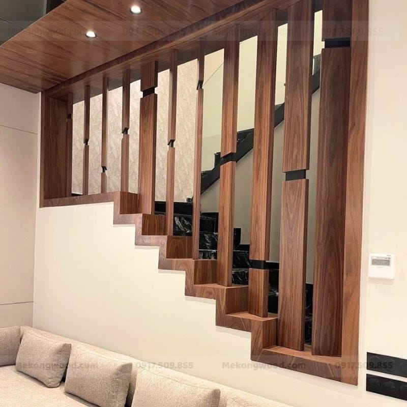 Mẫu thiết kế vách ngăn bằng gỗ óc chó